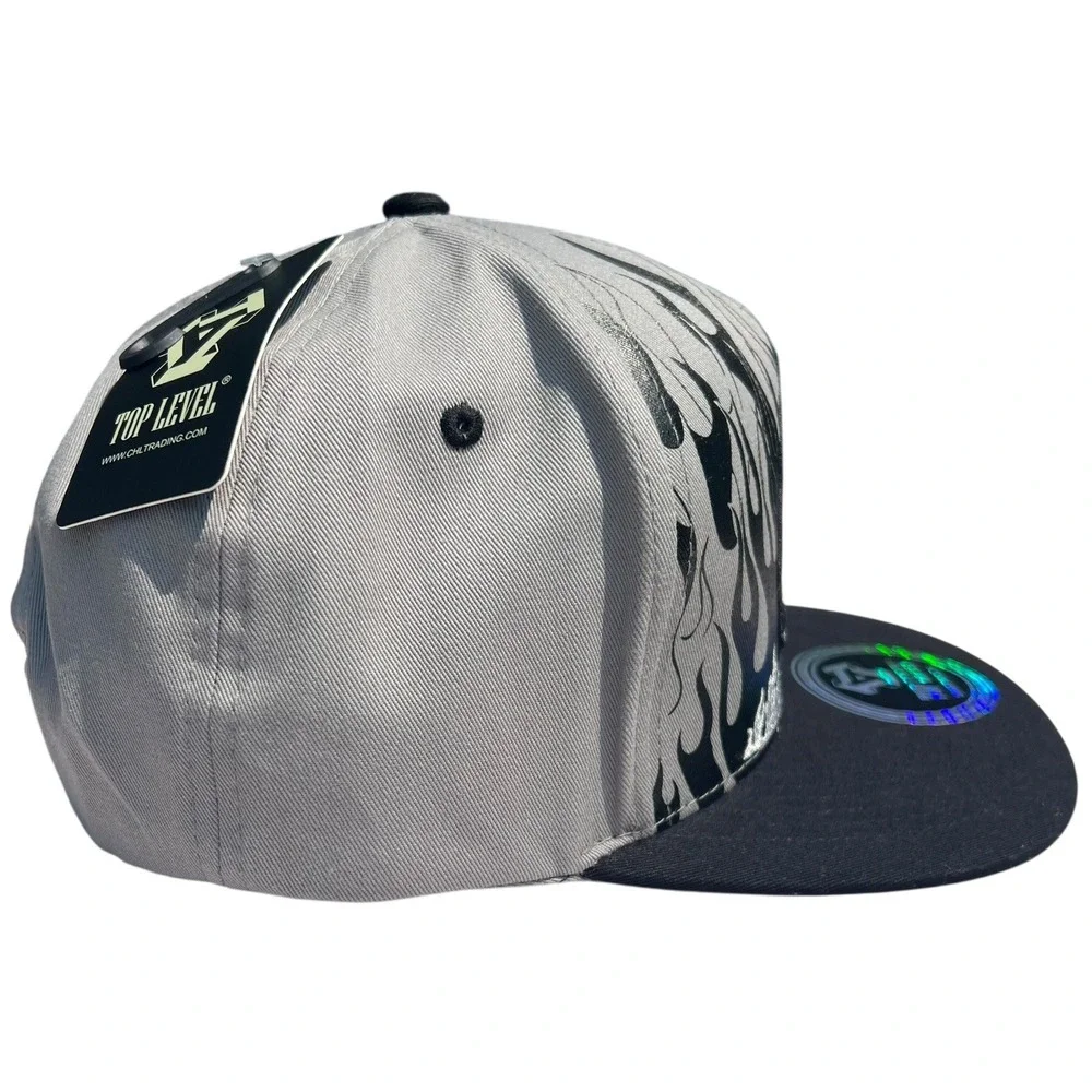 Top Level Ben Franklin Gray Flames SnapBack Money Dollar Bill Hat/Cap  NWT